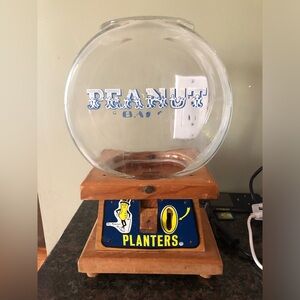 Vintage Planters "Mr. Peanut" Wood Peanut Dispenser Bar Ware